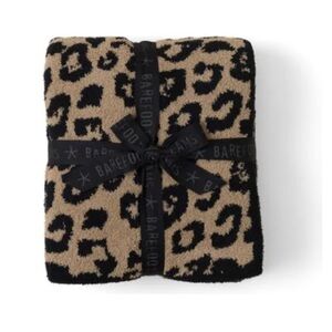 NWT Barefoot Dreams CozyChic Barefoot in the Wild Blanket Throw Leopard Camel